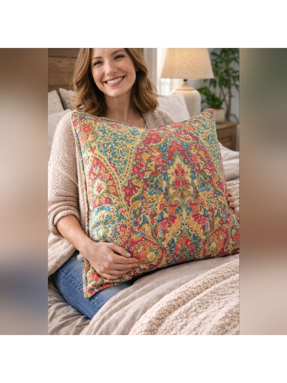 Pottery Barn Rosalie Paisley Euro Sham | Cotton | Boho Floral